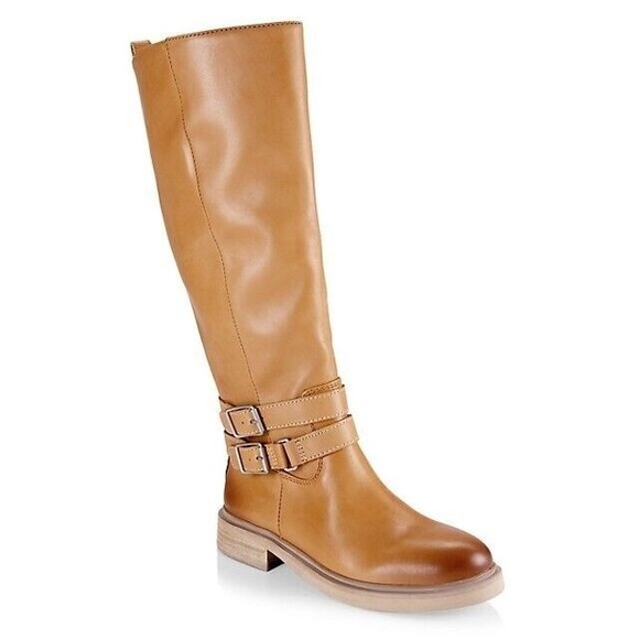 🌿 Sam Edelman Womens Freda Mustard Leather Round Toe Riding Boots Size 5.5 M - Picture 1 of 6